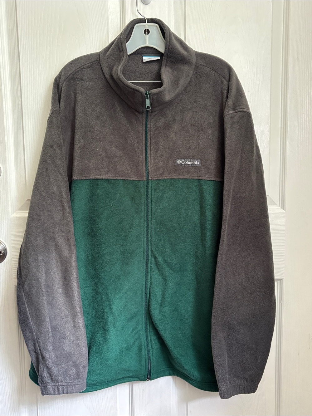 Columbia Men's Green and Gray Full-Zip Fleece Jacket size 2X High neck warm cozy
